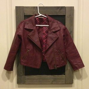 Girls burgundy faux leather jacket 4T